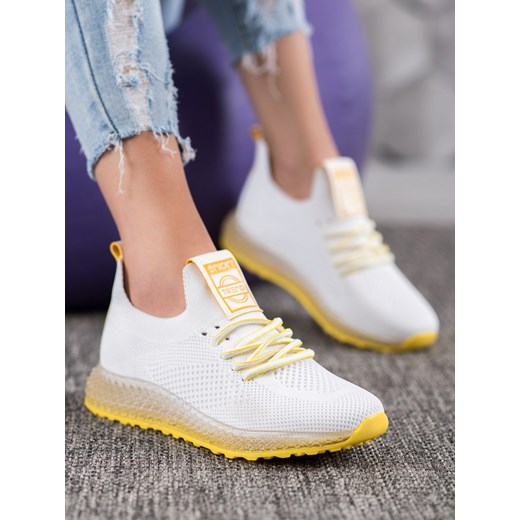 Buty sportowe damskie CzasNaButy sneakersy bez wzorów sznurowane na platformie 