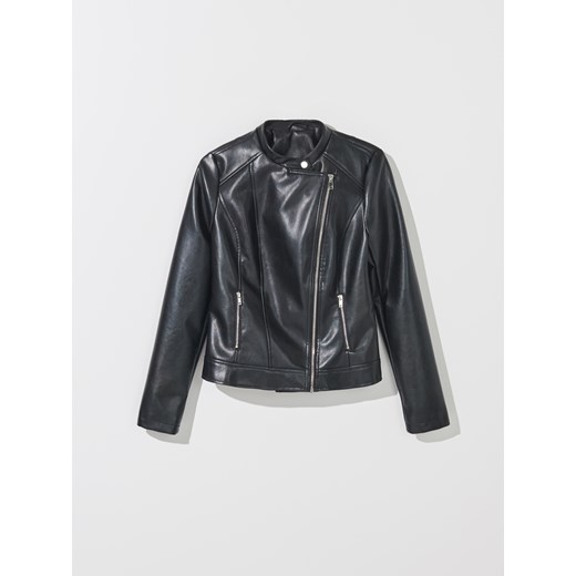 Czarna kurtka damska Mohito bez kaptura na wiosnę krótka 