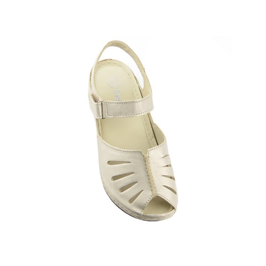 Skórzane sandały damskie z cholewką - HELIOS Komfort 4009, złote