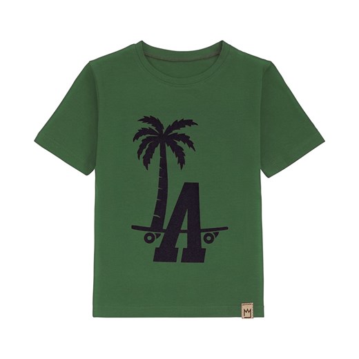 Bawełniany t-shirt, zielony z palmą  Mimi 92/98 TuSzyte