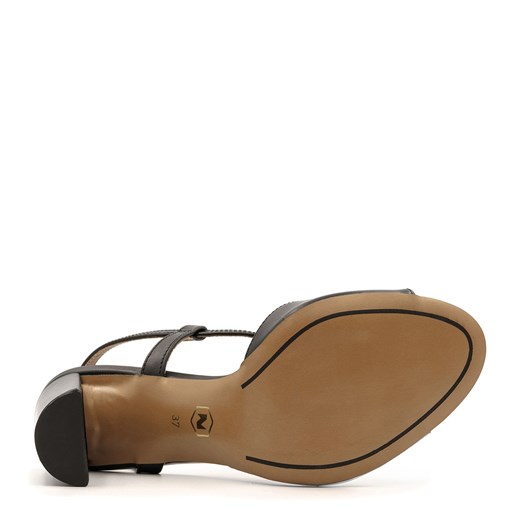 Czarne skórzane eleganckie sandały z sylikonu na słupku 33C  Neścior 35 okazyjna cena NESCIOR 