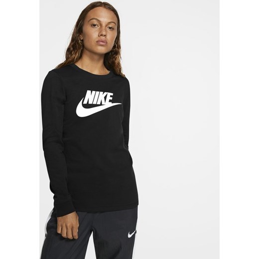 Bluzka damska Nike z okrągłym dekoltem z długim rękawem na wiosnę z napisami 