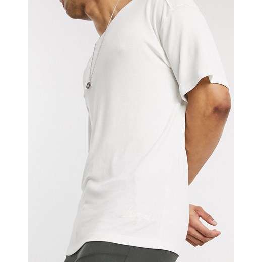 Lockstock – Biały pudełkowy T-shirt z obniżoną linią ramion Lockstock  L Asos Poland