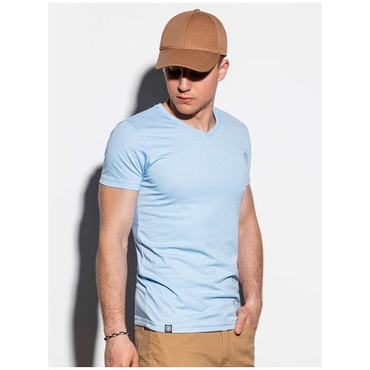 T-shirt męski bez nadruku S1041 - błękitny  Ombre XXL okazyjna cena  