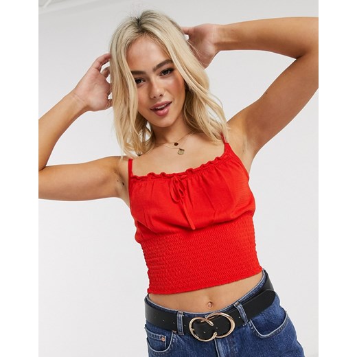 ASOS DESIGN – Marszczony krótki top na ramiączkach-Czerwony asos 36 Asos Poland
