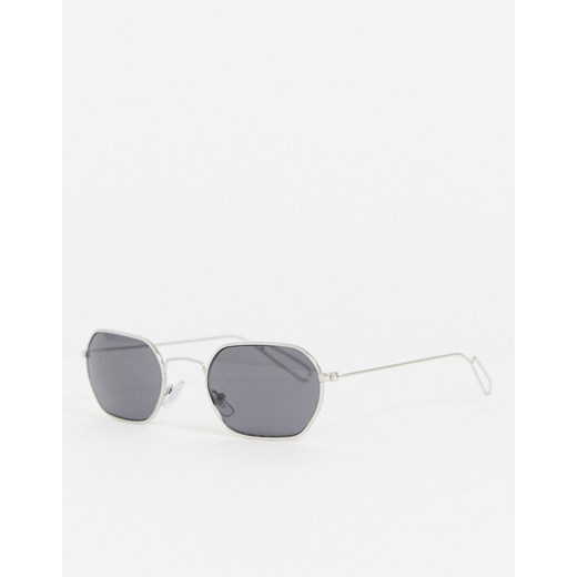 Weekday – Yachy – Sześciokątne okulary przeciwsłoneczne w kolorze srebrnym  Weekday One Size Asos Poland