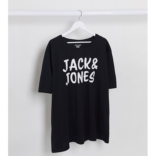 Jack and Jones – Czarny T-shirt z dużym logo Jack & Jones  XXXL okazja Asos Poland 