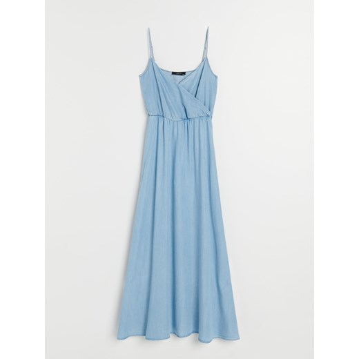 Sukienka Reserved z dekoltem w serek niebieska maxi 