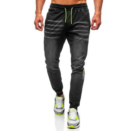 Spodnie jeansowe joggery męskie czarne Denley KK1100 Denley  2XL okazja  