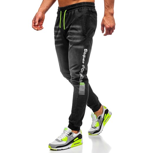 Spodnie jeansowe joggery męskie czarne Denley KK1100 Denley  L okazja  