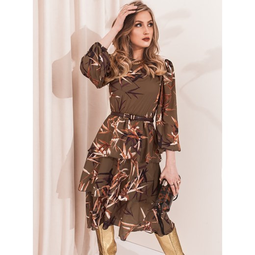 Sukienka zielona Selfieroom boho w kwiaty midi
