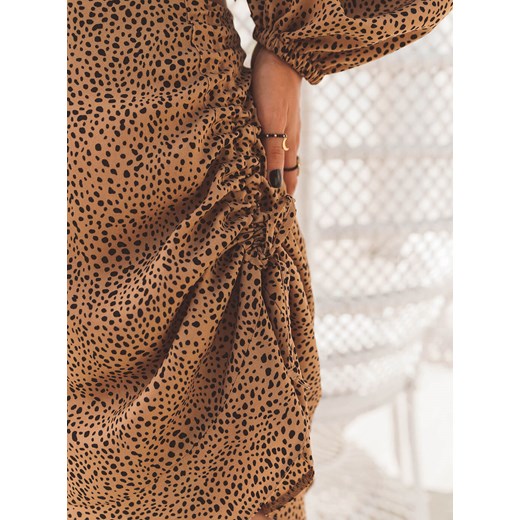 Spódnica Selfieroom brązowa w abstrakcyjnym wzorze mini 