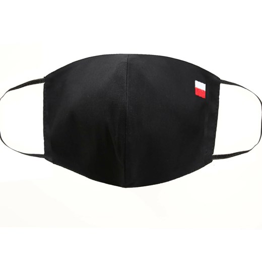Maska bawełniana na twarz z haftowaną flagą - czarna (MBCZAHAFT)