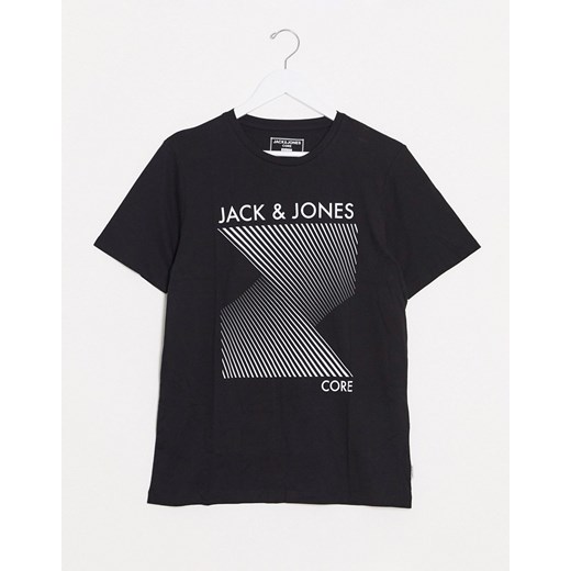 Jack & Jones – T-shirt z graficznym nadrukiem i logo-Czarny Jack & Jones  L promocja Asos Poland 