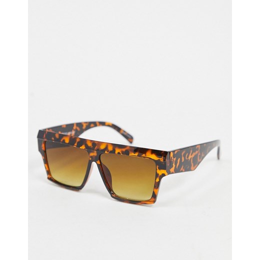 Vero Moda – Szylkretowe kwadratowe okulary przeciwsłoneczne oversize-Brązowy Vero Moda  One Size Asos Poland