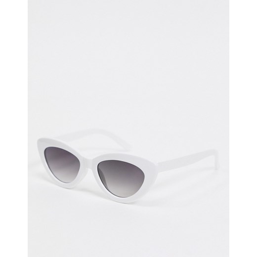 Glamorous – Białe okulary przeciwsłoneczne typu kocie oczy-Biały Glamorous  No Size Asos Poland