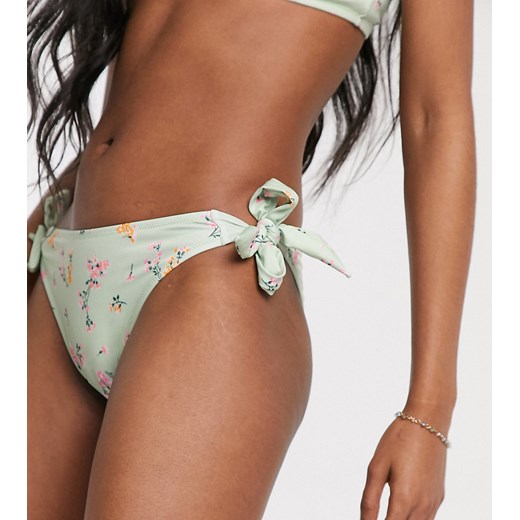 Miss Selfridge — Miętowy dół od bikini w kwiaty z wiązanymi bokami-Zielony Miss Selfridge  36 Asos Poland