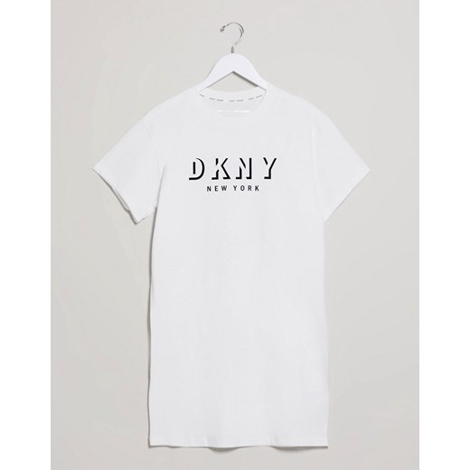 DKNY – Biała sukienka typu t-shirt z logo-Biały  DKNY XS Asos Poland