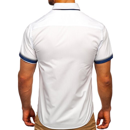 Koszula męska z krótkim rękawem biała Bolf 2911-1  Denley XL  okazja 