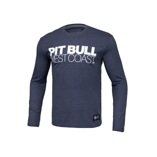 T-shirt męski niebieski Pit Bull z napisem z długim rękawem 