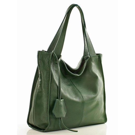 Shopper bag Merg zielona mieszcząca a7 ze skóry matowa 