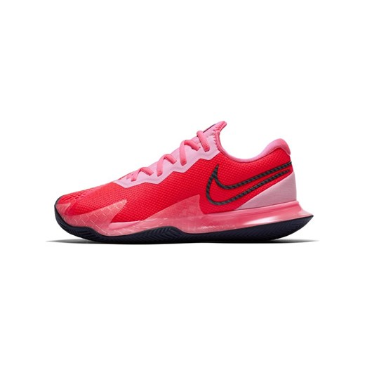 Buty sportowe damskie czerwone Nike dla tenisistów zoom sznurowane płaskie bez wzorów 