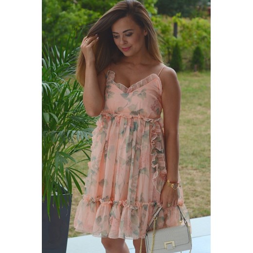 Sukienka Shopaholics Dream oversize'owa bez rękawów z dekoltem w serek w kwiaty mini
