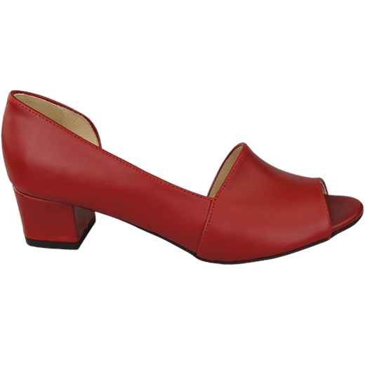 Sandały damskie Elitabut czerwone na lato na średnim obcasie eleganckie ze skóry 