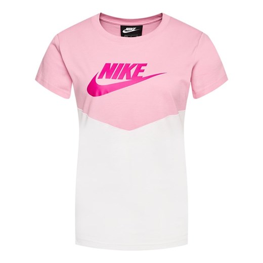 Bluzka damska Nike różowa sportowa z napisami z krótkim rękawem z okrągłym dekoltem 