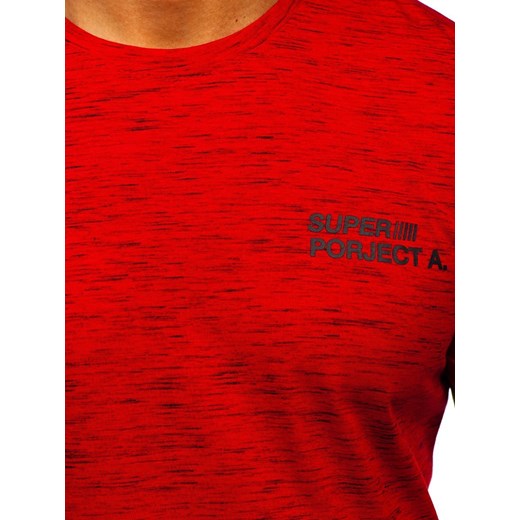Czerwony T-shirt męski z nadrukiem Denley SS11122  Denley XL  okazja 