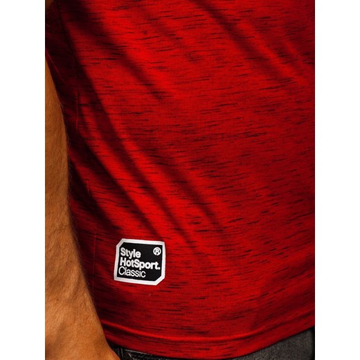 Czerwony T-shirt męski z nadrukiem Denley SS11122  Denley 2XL okazyjna cena  