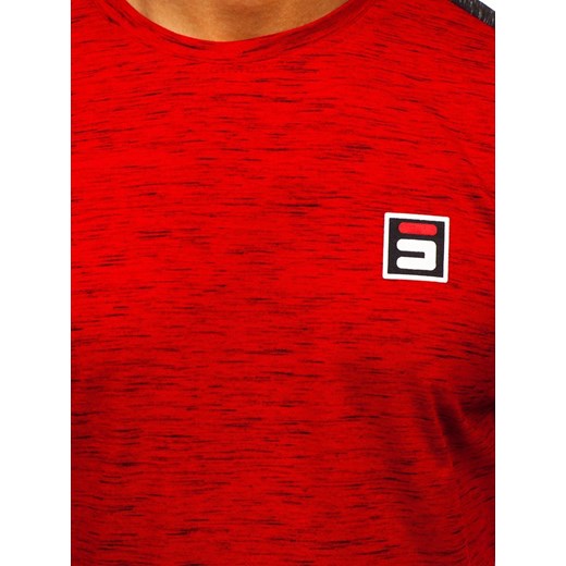 Czerwony T-shirt męski z nadrukiem Denley SS11127 Denley  L promocyjna cena  