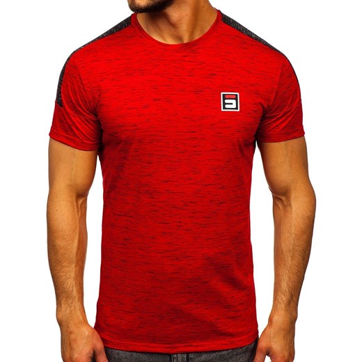 Czerwony T-shirt męski z nadrukiem Denley SS11127 Denley  2XL promocja  