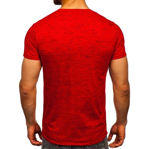 Czerwony T-shirt męski z nadrukiem Denley SS11126  Denley XL okazyjna cena  