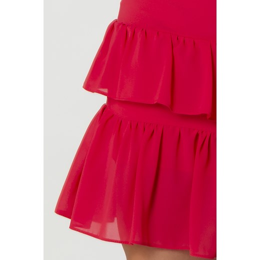 Czerwona sukienka Ptakmoda.com z krótkimi rękawami mini trapezowa 