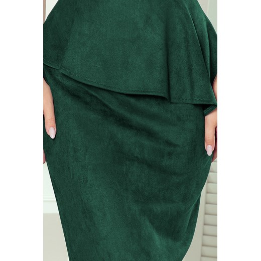 Sukienka Ptakmoda.com midi z krótkim rękawem na urodziny zielona baskinka 