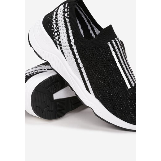 Buty sportowe damskie czarne Born2be sneakersy młodzieżowe bez zapięcia na płaskiej podeszwie 