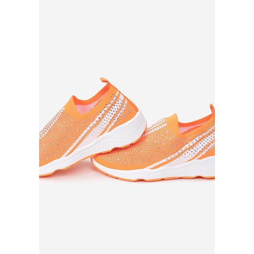 Buty sportowe damskie Born2be pomarańczowe na płaskiej podeszwie 