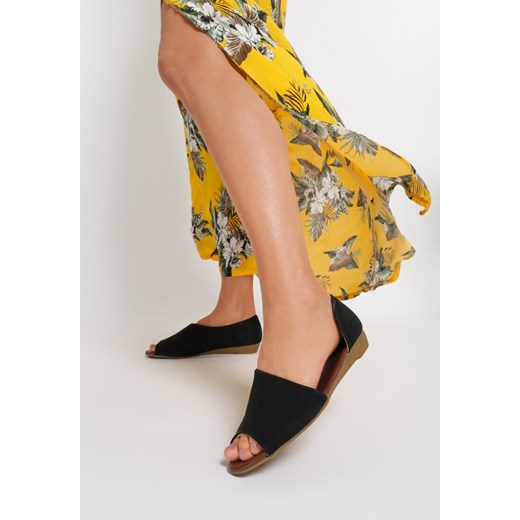 Sandały damskie Renee bez zapięcia bez obcasa z nubuku w abstrakcyjnym wzorze 