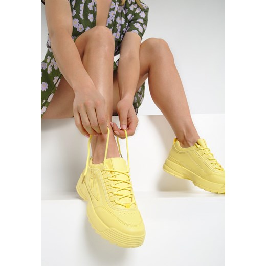 Buty sportowe damskie Renee młodzieżowe żółte na platformie gładkie na wiosnę 
