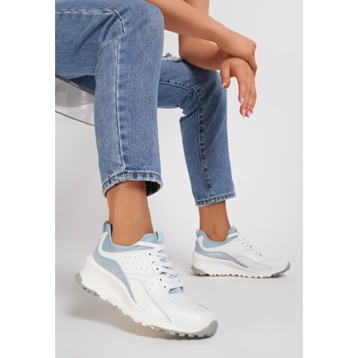 Biało-Niebieskie Skórzane Sneakersy Nesameine