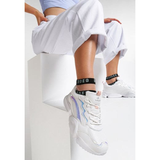Buty sportowe damskie Renee sneakersy młodzieżowe białe na płaskiej podeszwie bez wzorów 