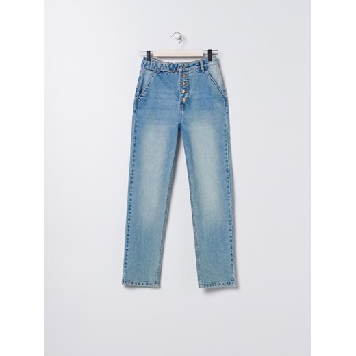 Sinsay - Spodnie jeansowe z wysokim stanem - Niebieski Sinsay  32 