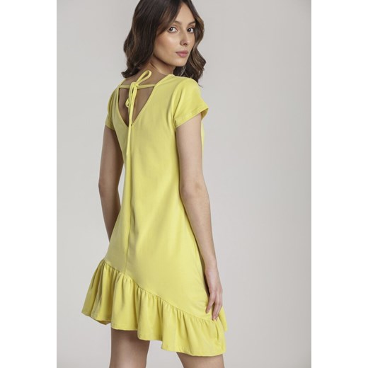 Sukienka Renee żółta gładka mini z krótkimi rękawami 