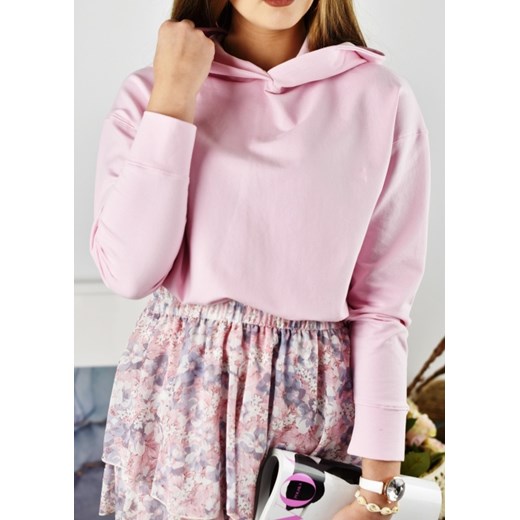 Bluza damska Fason z elastanu różowa krótka 