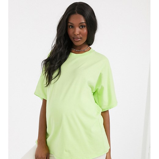 ASOS DESIGN Maternity – Limetkowy t-shirt super oversize z rękawami typu batwing-Zielony