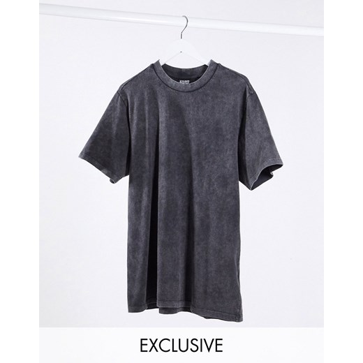 Reclaimed Vintage inspired – Ciemnoszara sprana sukienka T-shirtowa oversize-Szary