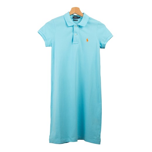 Niebieska sukienka Ralph Lauren midi na lato z krótkim rękawem 
