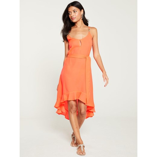 Sukienka River Island mini pomarańczowy na ramiączkach asymetryczna casualowa 