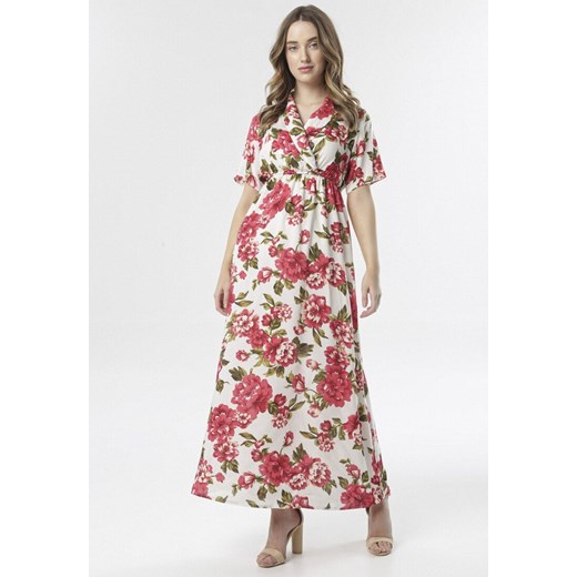 Sukienka Born2be na spacer kopertowa boho w kwiaty maxi